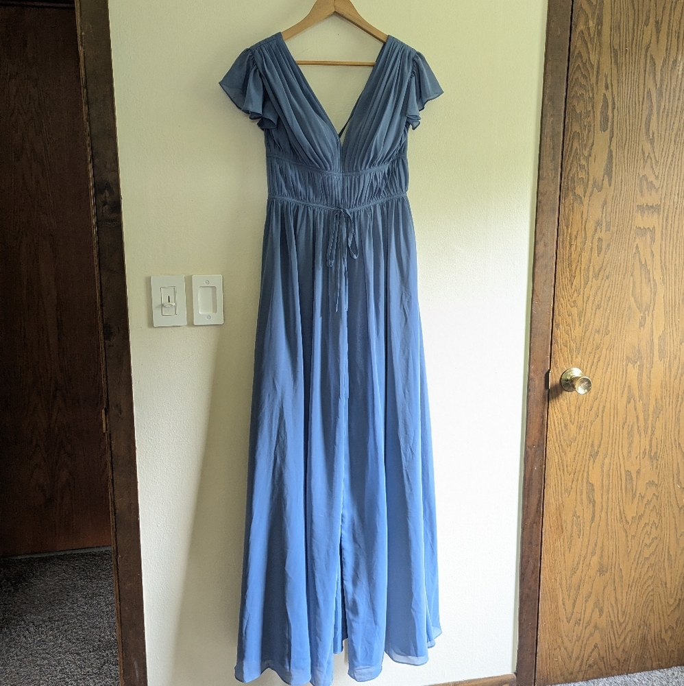 JJ's House Slate Blue Bridesmaid Dress